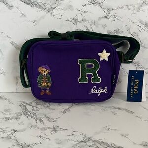 Polo Ralph Lauren Patched Preppy Hampton Polo Bear Canvas Mini Bag Duffle PWing